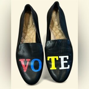 Birdies Limited-Edition VOTE Collaboration Hand Painted Black Loafers Size 10.5